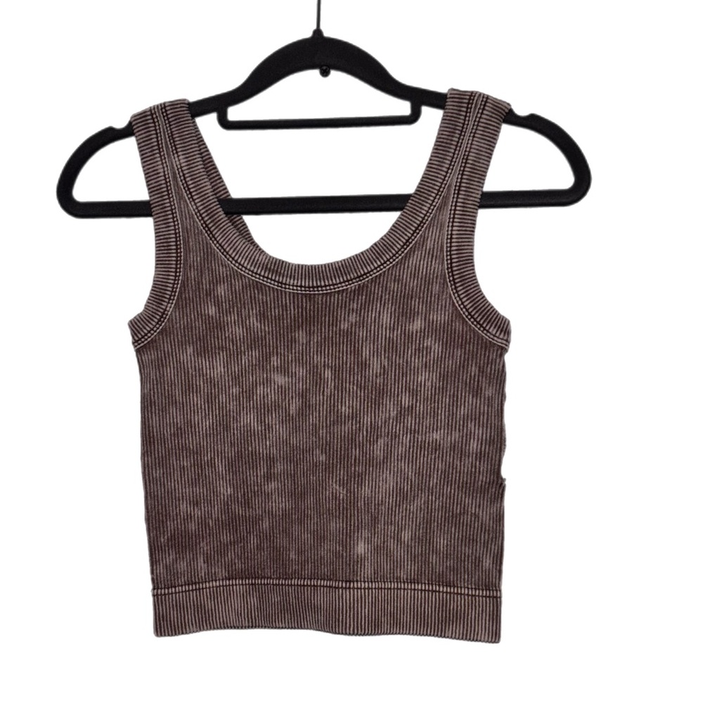 Stone Washed Ribbed Tank Crop Top Zenana - Picture 4 of 8